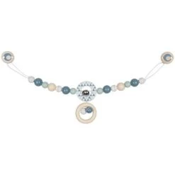 Chaîne De Poussette En Bois Géométrie Bleu Clair Heimess® - Accessoire Bébé Bio