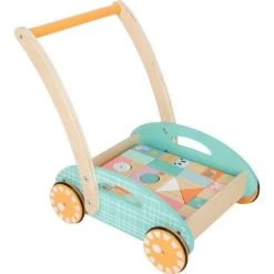 Chariot De Marche En Bois 34 Cubes Pastel Small Foot By Legler® - Jouets