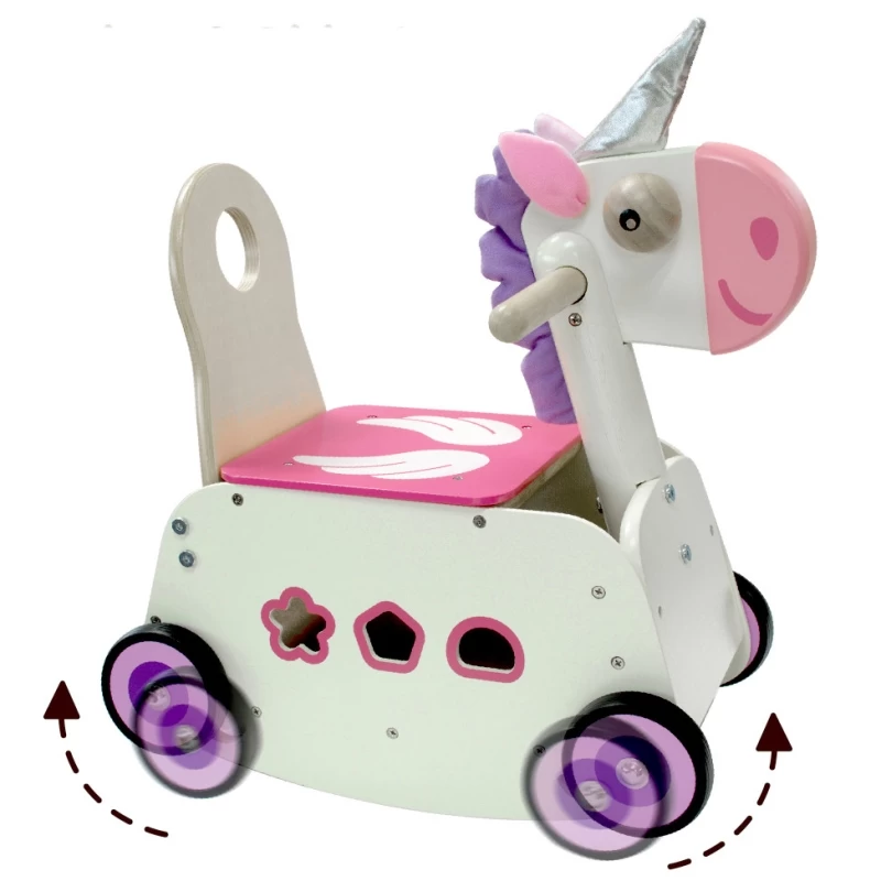 Chariot De Marche En Bois 4 En 1 Licorne à Bascule I'm Toy® - Chariot Bébé – Image 2