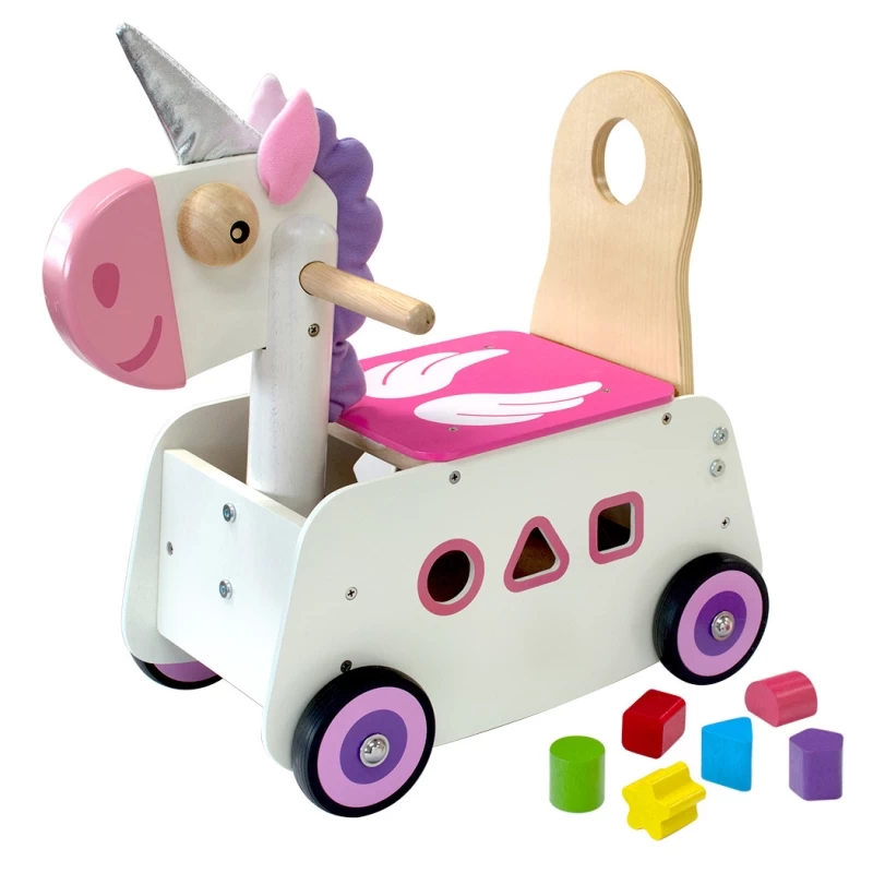 Chariot De Marche En Bois 4 En 1 Licorne à Bascule I'm Toy® - Chariot Bébé