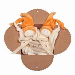 Coffret 2 Doudous Keptin-Jr Coton Bio Zmooz Mandarine Orange Large 24 Cm - Doudou Bio