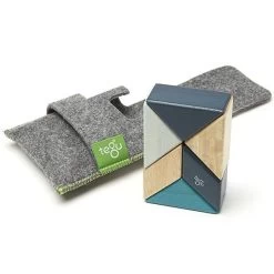 Cubes En Bois Magnétiques Tegu® Prism Pocket Pouch Bleus - Jouets En Bois
