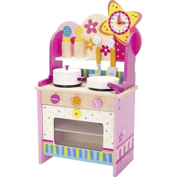 Dinette Cuisine En Bois Rose Susibelle Goki - Jouets En Bois
