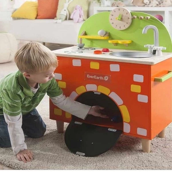 Dinette En Bois Cuisine Four En Briques EverEarth® - Jouets Bois – Image 2