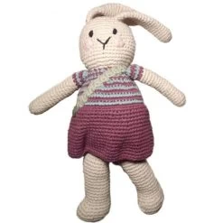 Doudou Lapine Violette 28cm Pebble® Maille Crochet Coton Bio - Doudou Bébé Bio