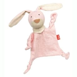 Doudou Naissance Petit Lapin Rose Plat à Nœuds Jersey De Coton Bio Sigikid® 19 Cm - Doudou Bébé