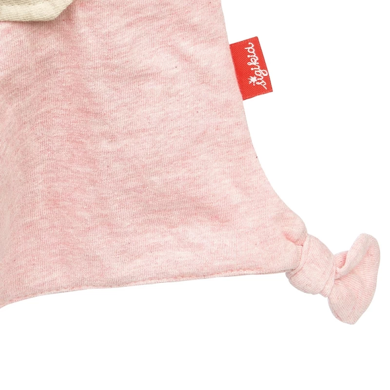 Doudou Naissance Petit Lapin Rose Plat à Nœuds Jersey De Coton Bio Sigikid® 19 Cm - Doudou Bébé – Image 4