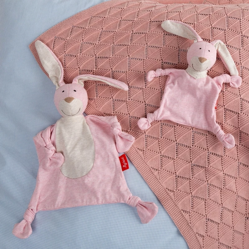 Doudou Naissance Petit Lapin Rose Plat à Nœuds Jersey De Coton Bio Sigikid® 19 Cm - Doudou Bébé – Image 5