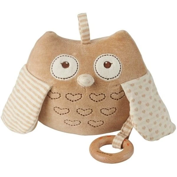 Peluche Boite à Musique Avec Anneau De Dentition EverEarth® Hibou Ecolo - Peluche Bio