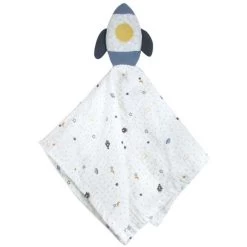 Doudou Plat Carré Lange Mousseline De Coton Bio Fusée Albetta® 35cm - Doudou Lange