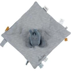 Doudou Plat Carré Mouchoir Coton Bio Âne Paco Bleu Noukie's® - Bébé Bio