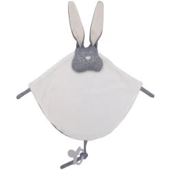 Doudou Plat Lapin Gris Wooly Organic® Coton Bio 35 Cm - Doudou Bio GOTS