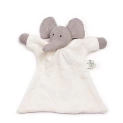 Doudou Plat Nanchen® Natur Eléphant Coton Bio Eponge (Kba) Gris Ecru 23cm - Jouets Bio