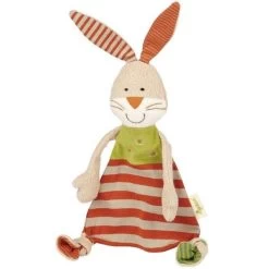 Doudou Plat  Sigikid® Lapin Bio Green Rayé 30 Cm - Doudou Bio