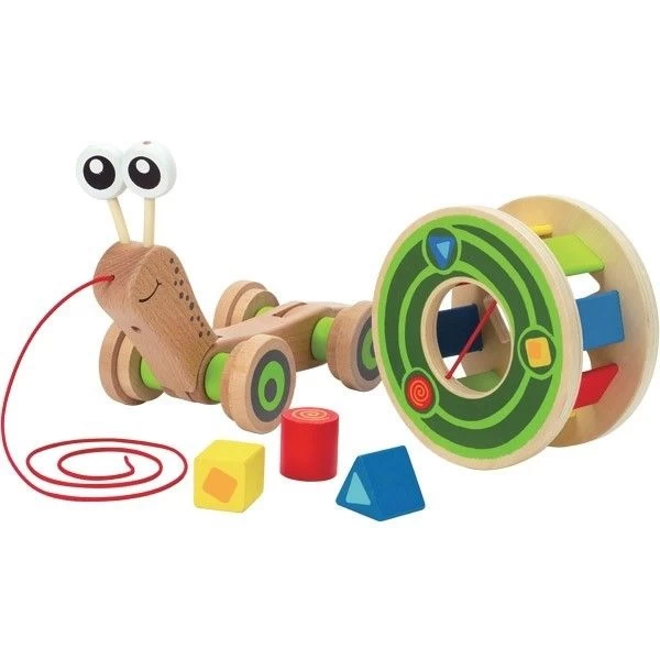 Jouet à Tirer Escargot Roulant Avec Jeu De Formes Hape®- Jouets Bois – Image 3