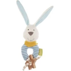 Hochet Anneau De Dentition Bio Sigikid® Lapin Bleu Green 14 Cm - Hochet Tissu Coton Bio