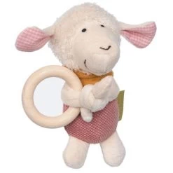 Hochet Anneau De Dentition Bio Sigikid® Mouton Velours De Coton & Vichy Rose Green 13 Cm - Hochet Tissu Coton Bio