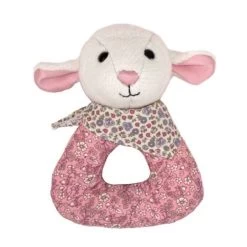 Hochet Anneau Fleurie Agneau Apple Parkâ„¢ Coton Bio - Jouets Bio