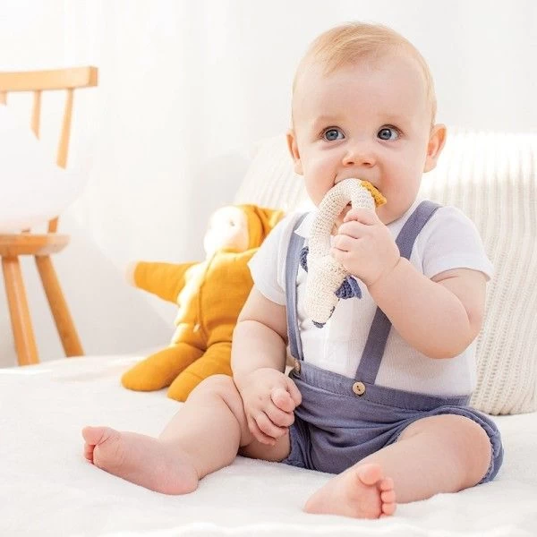 Hochet En Crochet Hoppa® Pingouin Coton Nature - Hochets Bébé – Image 3