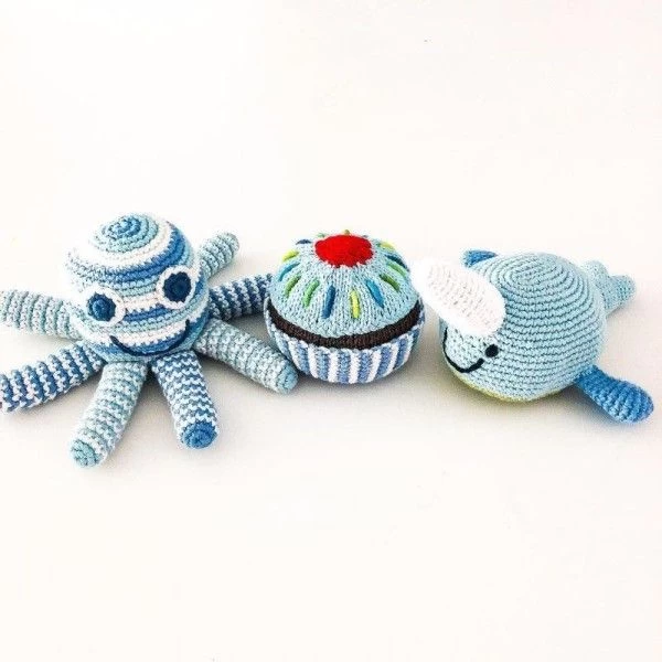 Hochet Narval Organic 15cm Pebble® Maille Crochet Coton Bio - Hochet Bébé Bio – Image 2