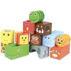 Hochets En Bois Sensoriel 11 Cubes Sonores Animaux D'Afrique Vilac®- Jouets En Bois