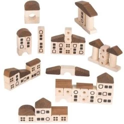 Jeu Cubes & Formes De Construction Ville Nature Goki® - Jouets En Bois