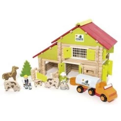 Jeujura Chalet à Comté Avec Camion Et Animaux 180pcs | Ref: 8054 - Jouets En Bois Jeujura