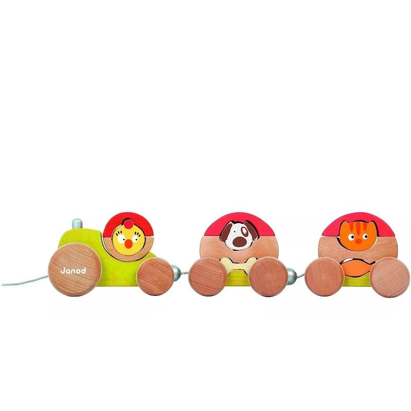 Jouet à Trainer Promeneur Train De Petits Animaux Zigolos Janod - Jouet En Bois – Image 2
