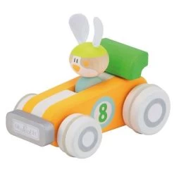 Jouet De Construction En Bois Petite Voiture De Course F1 Jaune Lapin Sevi 1831 - Jouets En Bois