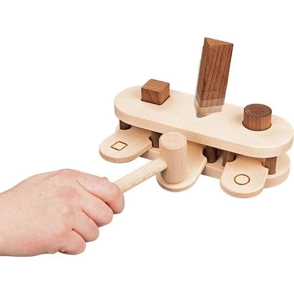 Jouet En Bois Bébé Banc à Marteler Nature Goki® - Jouets 1 An – Image 2