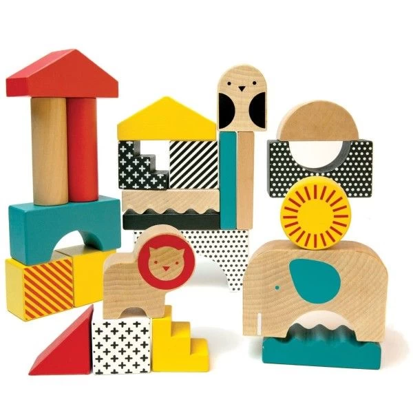 Jouet En Bois Blocs 26 Animaux De La JunglePetitcollage® -Jouet En Bois Bébé