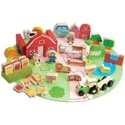 Jouet En Bois Cubes & Formes 53 Piècesjeu 'Ma Ferme Bio' EverEarth® - Jouets En Bois