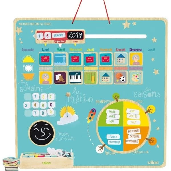 Jouet En Bois D'Eveil Semainier Magnétique 'Aujourd’hui Sur La Terre' Vilac® - Jouets En Bois