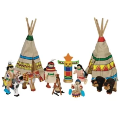 Jouet En Bois Set Tipis (maisons) De Poupées Camp Indiens 14 Pièces Goki® - Jouets Goki
