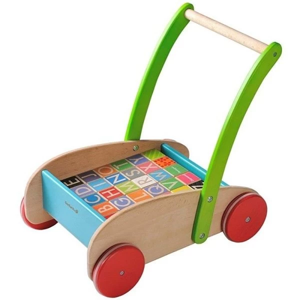 Jouet EverEarth® Chariot De Marche Avec Cubes Abécédaire (EN) - Jouets Bois – Image 2