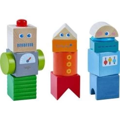 Jouets En Bois Blocs Découverte Amis Des Robots HABA® - Jouet En Bois Bébé