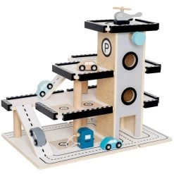 Jouets En Bois Garage Petites Voitures Tour Hélicoptère Jabadabado® - Jeux Petites Voitures