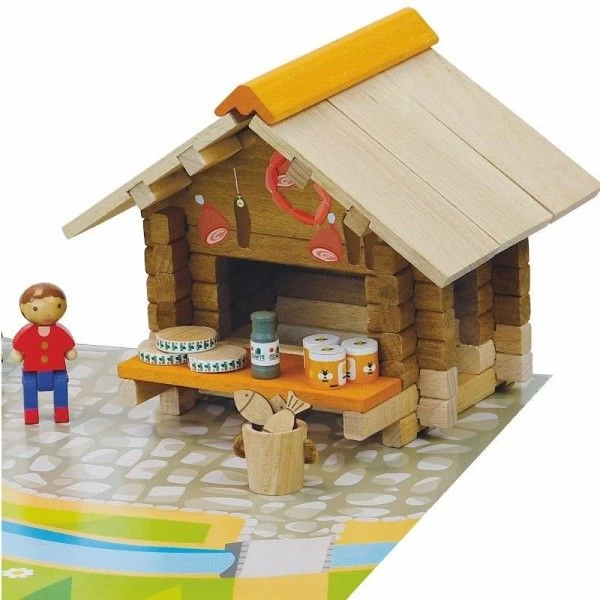 Jouets De Construction Chalet La Place Du Marché 80 Pièces Jeujura® | Ref: 8218 - Jouets De Construction – Image 3