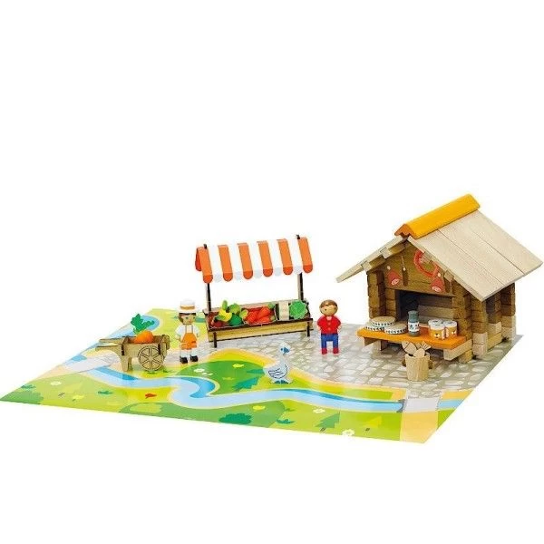 Jouets De Construction Chalet La Place Du Marché 80 Pièces Jeujura® | Ref: 8218 - Jouets De Construction – Image 4