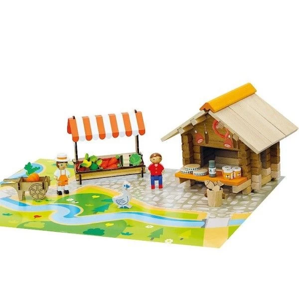 Jouets De Construction Chalet La Place Du Marché 80 Pièces Jeujura® | Ref: 8218 - Jouets De Construction