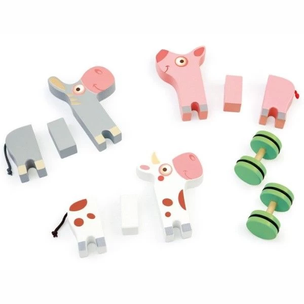 Jouets En Bois Set De 3 Animaux Magnétiques à Roulettes Scratch® - La Ferme – Image 2