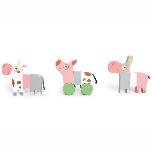 Jouets En Bois Set De 3 Animaux Magnétiques à Roulettes Scratch® - La Ferme – Image 3