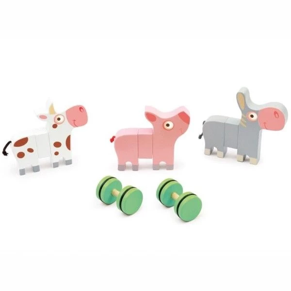 Jouets En Bois Set De 3 Animaux Magnétiques à Roulettes Scratch® - La Ferme – Image 4