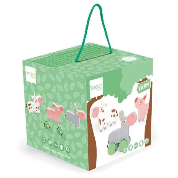 Jouets En Bois Set De 3 Animaux Magnétiques à Roulettes Scratch® - La Ferme – Image 5