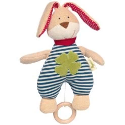 Peluche Boîte à Musique Coton Bio Sigikid® Lapin Marin Green 27 Cm - Peluches Musicales Bio