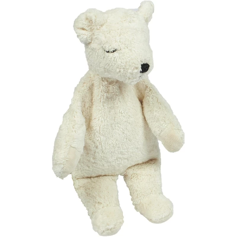 Peluche Bouillotte Ours Polaire Endormi Coton Bio 30 Cm Senger® - Doudou Bio Naturel Senger