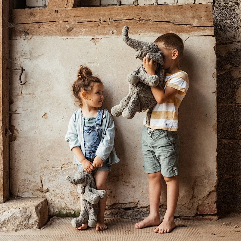 Peluche Bouillotte Sèche Eléphant Gris Coton Bio 35 Cm Senger® - Bouillotte Bio Naturel – Image 4