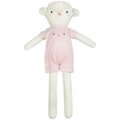 Peluche éponge De Coton Bio Agneau Tunique Rose 35cm Albetta® - Peluche Bio