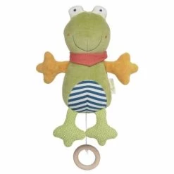 Peluche Musicale Bio Grenouille Rayé Green 26 Cm Sigikid® - Peluche Musicale Coton Bio