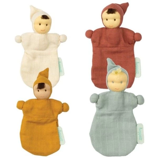 Petit Poupon Mousseline Coton Bio Mini Mix Uni 17cm Turbulette Hoppa®- Doudou Bio – Image 2